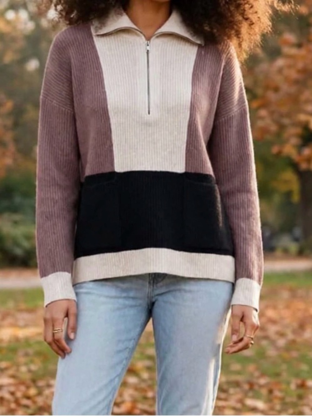Madewell® Colorblock Turtleneck Sweater